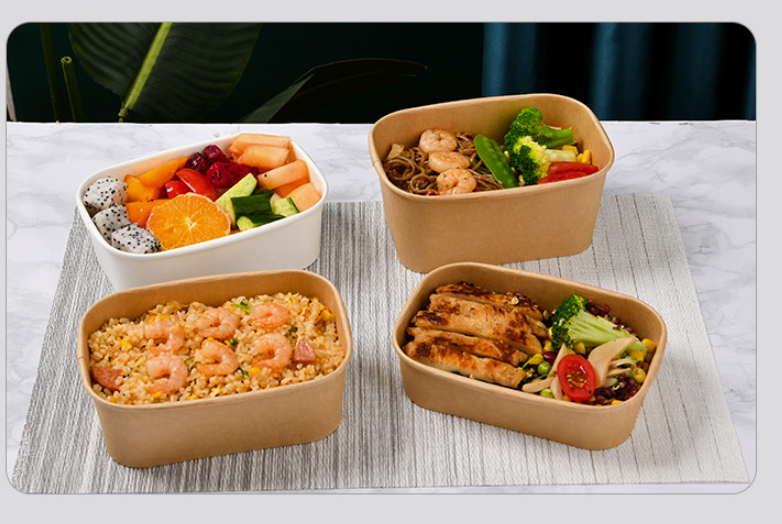 100% biodegradable Eco-friendly Disposable Kraft Paper Bowl Packaging Cup Take Away Salad Bowl